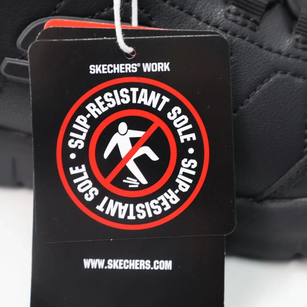 Skechers Work Shoes Mens 10.5 Black Wide Fit Slip Resistant 200272W EH Safety
